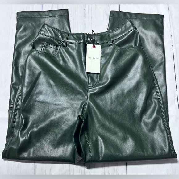 Ted Baker - Plaider Faux Leather Straight Leg Pants - Picture 4 of 9